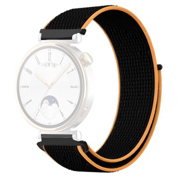 Huawei Watch GT 4 41mm / Garmin Venu 3S Watch Band 18mm Nylon Loop Adjustable Wrist Strap - Black+Orange