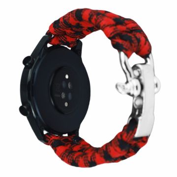 Huawei Watch GT4 46mm / Samsung Galaxy Watch3 45mm Watch Strap 22mm Braided Rope Wrist Band - Red Black Camouflage