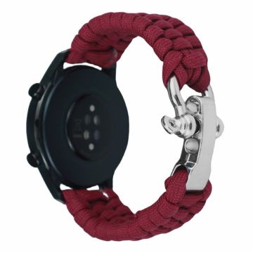 Huawei Watch GT4 46mm / Samsung Galaxy Watch3 45mm Watch Strap 22mm Braided Rope Wrist Band - Wine Red