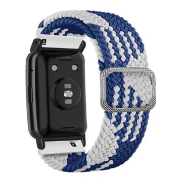 Huawei Watch Fit / Watch Fit Special Edition Watch Band Nylon Braided Elastic Wrist Strap - Blue+White