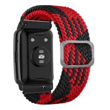 Huawei Watch Fit / Watch Fit Special Edition Watch Band Nylon Braided Elastic Wrist Strap - Red+Black