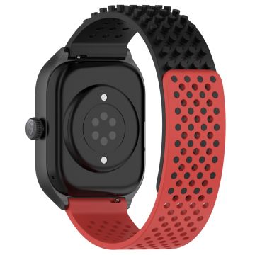 Huami Amazfit GTS 4 Mini / Samsung Gear Sport / Huawei Watch 2 Flexible Watch Strap 20mm Breathable Watch Band - Black / Red