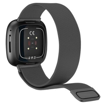 KALEBOL Series Size S Fitbit Versa 4 / 3 / Sense / Sense 2 Milanese Watch Strap Stainless Steel Band - Black