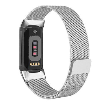 KALEBOL Series Fitbit Charge 4 / 3 Watch Band Stainless Steel Milanese Mesh Strap Bracelet - Silver