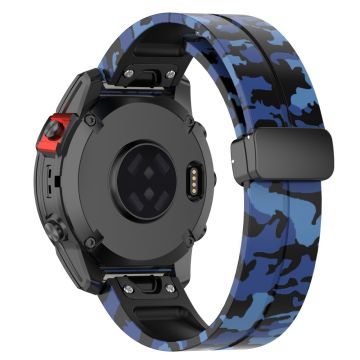 Garmin 22mm Quickfit Watch Band Black Buckle Camouflage Wriststrap - Camo Blue