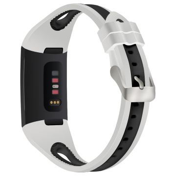 Fitbit Charge 4 / 3 / 3 SE Adjustable Flexible Watch Band Dual Color Wrist Strap - White+Black