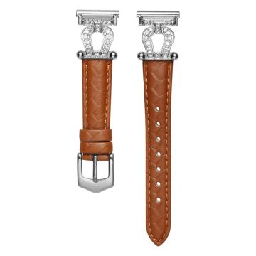 Samsung Galaxy Watch3 45mm / Huawei Watch GT 4 46mm Watch Band 22mm Cowhide Leather Wrist Strap - Light Brown / Silver Buckle Buckle