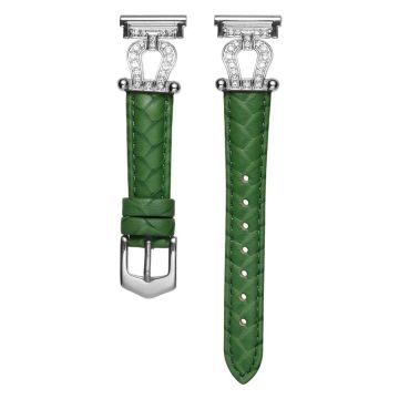 Samsung Galaxy Watch3 45mm / Huawei Watch GT 4 46mm Watch Band 22mm Cowhide Leather Wrist Strap - Green / Silver Buckle Buckle