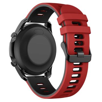 Samsung Galaxy Watch6 Classic 47mm 43mm / GarminActive 5 Flexible Band 20mm Dual Color Watch Strap - Red+Black