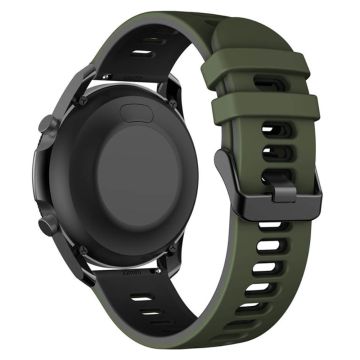 Samsung Galaxy Watch6 Classic 47mm 43mm / GarminActive 5 Flexible Band 20mm Dual Color Watch Strap - Army Green+Black