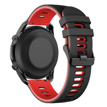 Samsung Galaxy Watch3 45mm / Garmin Venu 3 Watch Strap 22mm Dual Color Flexible Watchband - Black+Red