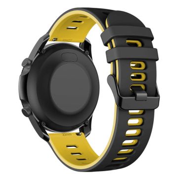 Samsung Galaxy Watch3 45mm / Garmin Venu 3 Watch Strap 22mm Dual Color Flexible Watchband - Black+Yellow