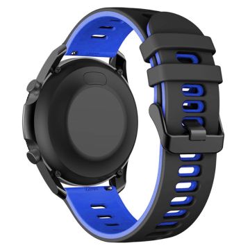 Samsung Galaxy Watch3 45mm / Garmin Venu 3 Watch Strap 22mm Dual Color Flexible Watchband - Black+Blue