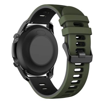 Samsung Galaxy Watch3 45mm / Garmin Venu 3 Watch Strap 22mm Dual Color Flexible Watchband - Army Green+Black