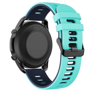 Samsung Galaxy Watch3 45mm / Garmin Venu 3 Watch Strap 22mm Dual Color Flexible Watchband - Teal Green+Blue