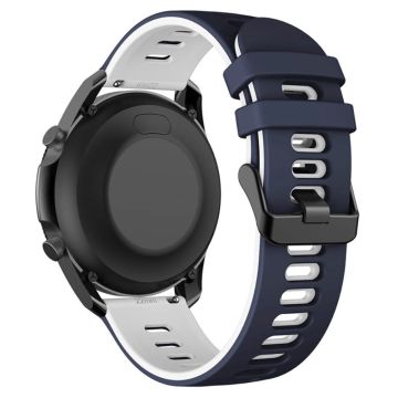 Samsung Galaxy Watch3 45mm / Garmin Venu 3 Watch Strap 22mm Dual Color Flexible Watchband - Midnight Blue+White