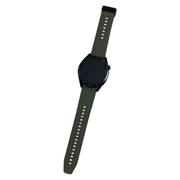 Universal 22mm PU Leather and Flexible Watch Band Replacement with Magnetic Folding Buckle - Blackish Green