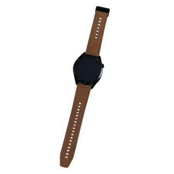 Universal 22mm PU Leather and Flexible Watch Band Replacement with Magnetic Folding Buckle - Brown