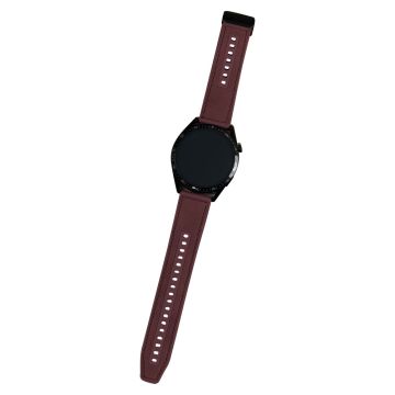 Universal 22mm PU Leather and Flexible Watch Band Replacement with Magnetic Folding Buckle - Wine Red