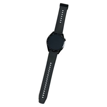 Universal 22mm PU Leather and Flexible Watch Band Replacement with Magnetic Folding Buckle - Black