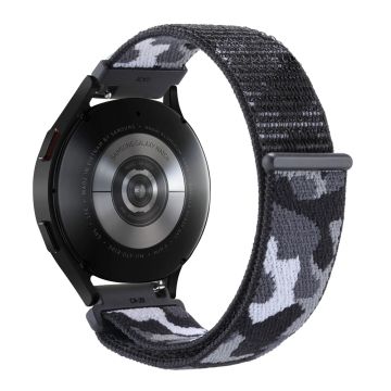 Samsung Galaxy Watch3 45mm / Garmin Venu 3 Watch Band 22mm Nylon Loop Camouflage Strap - Black Camo