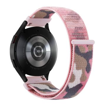 Samsung Galaxy Watch3 45mm / Garmin Venu 3 Watch Band 22mm Nylon Loop Camouflage Strap - Pink Camo