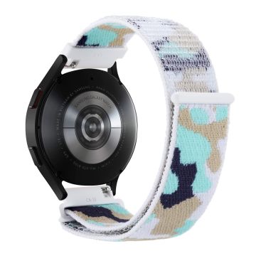 Samsung Galaxy Watch3 45mm / Garmin Venu 3 Watch Band 22mm Nylon Loop Camouflage Strap - Light Cyan Camo