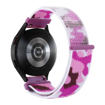 Samsung Galaxy Watch3 45mm / Garmin Venu 3 Watch Band 22mm Nylon Loop Camouflage Strap - Purple Camo