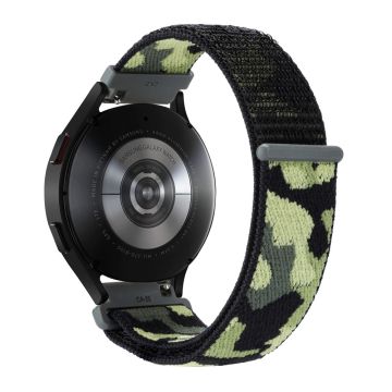 Samsung Galaxy Watch6 Classic 47mm 43mm / GarminActive 5 Nylon Watch Strap 20mm Camouflage Wrist Band - Army Green Camo