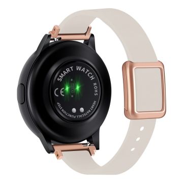 Samsung Galaxy Watch 20mm Universal  Leather Strap with Magnetic Folding Buckle - Starlight / Rose Gold Buckle and Rose Gold Buckle