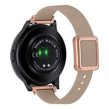 Samsung Galaxy Watch 20mm Universal  Leather Strap with Magnetic Folding Buckle - Apricot / Rose Gold Buckle and Rose Gold Buckle