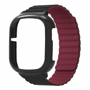 Honor Watch 4 Flexible Watch Band Magnetic Wrist Strap with Bump Resistant Watch Case - Black+Wine Red