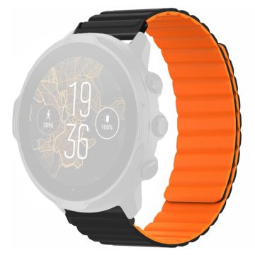 Suunto Spartan Sport Wrist HR Baro / Suunto 7 Magnetic Band 24mm Silicone Watch Strap - Black+Orange