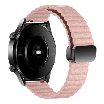 Samsung Gear S3 Classic / Garmin Vivoactive 4 Magnetic Watch Band 22mm Leather Strap - Pink