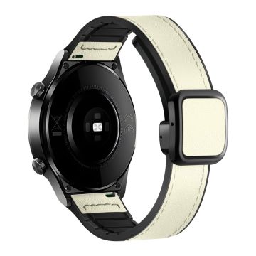 Samsung Gear S3 Classic / Garmin Vivoactive 4 Magnetic Band 22mm Leather Coated Flexible Watch Strap - Beige