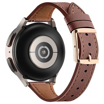 20mm Universal Smart Watch Band Genuine Cow Leather Strap Replacement - Brown