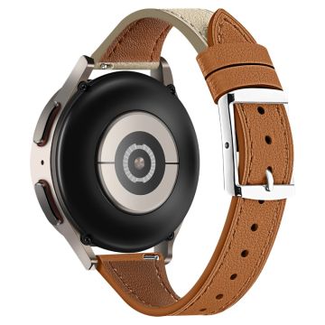 22mm Universal Genuine Cow Leather Strap Replacement - Brown+Beige