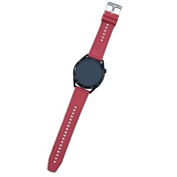 22mm Universal Watch Band Leather Coated Silicone Replacement Strap with Square Buckle - Rose