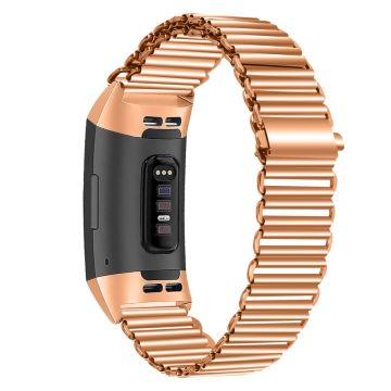 Stainless Steel Watch Strap Fitbit Charge 3 / 4 / 3 SE Electroplating Color Wrist Band - Rose Gold