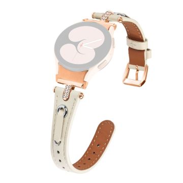 Samsung Galaxy Watch6 Watchband Genuine Cow Leather Strap - Apricot