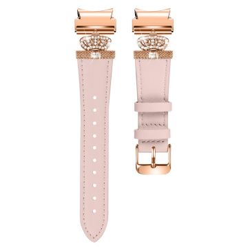 Samsung Galaxy Watch6 40mm / 44mm / Watch6 Classic 43mm / 47mm Watchband with Connector Genuine Cow Leather Strap - Pink