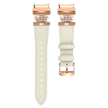 Samsung Galaxy Watch6 40mm / 44mm / Watch6 Classic 43mm / 47mm Watchband with Connector Genuine Cow Leather Strap - Apricot