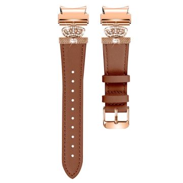 Samsung Galaxy Watch6 40mm / 44mm / Watch6 Classic 43mm / 47mm Watchband with Connector Genuine Cow Leather Strap - Brown