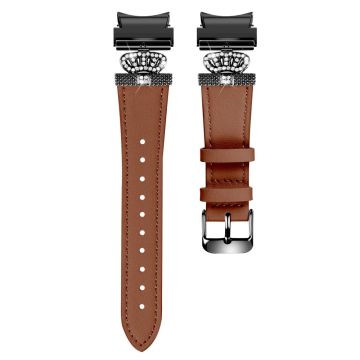 Samsung Galaxy Watch6 40mm / 44mm / Watch6 Classic 43mm / 47mm Watchband Connector Genuine Cow Leather Strap - Brown