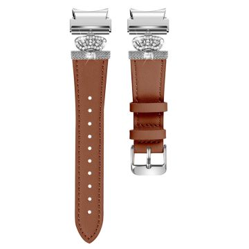 Samsung Galaxy Watch6 40mm / 44mm / Watch6 Classic 43mm / 47mm Watchband Connector Genuine Cow Leather Strap - Brown