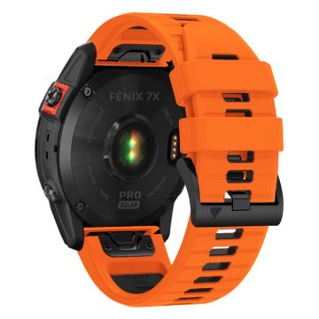 Garmin Fenix 7X Pro / Fenix 7X Dual-Colors Sport Strap Silicone Breathable Wristband - Orange+Black