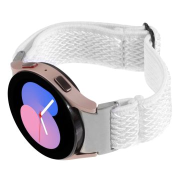 Samsung Galaxy Watch6 / Watch6 Classic / Watch 5 Wave Shape Watch Strap Braided Wrist Band - White