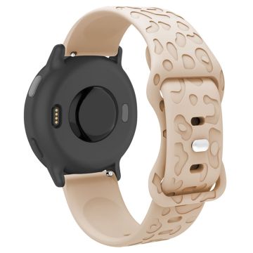 Garmin Venu 2 Plus / vivoactive 5 20mm Silicone Watch Band Leopard Texture Adjustable Strap - Milk Tea