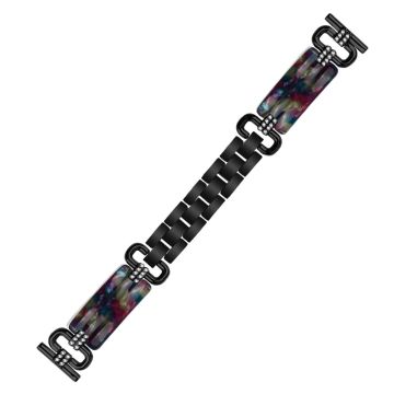 LG Watch Sport Resin Watch Strap Rhinestone Decor Stylish Bracelet Wrist Band - Black / Purple+Green Pattern