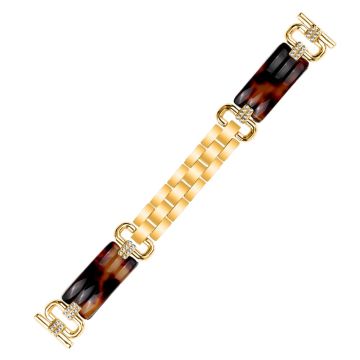 LG Watch Sport Resin Watch Strap Rhinestone Decor Stylish Bracelet Wrist Band - Gold / Tortoiseshell